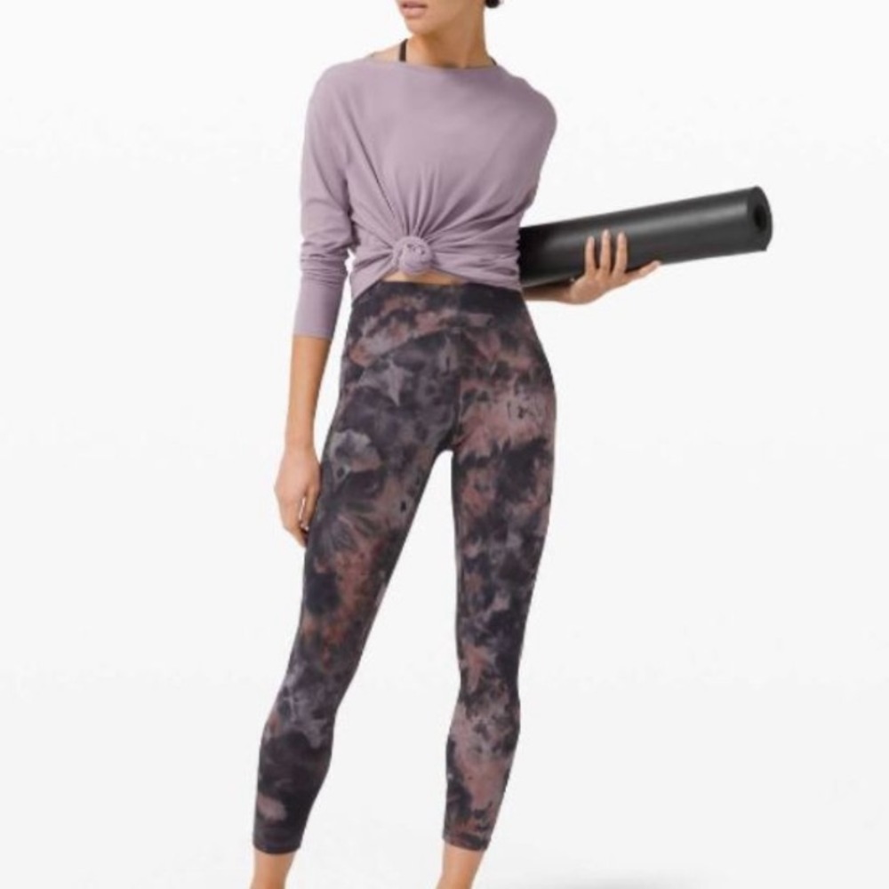 Lululemon Diamond Dye Graphite Grey Pink Pastel Leggings | Size 6 25”